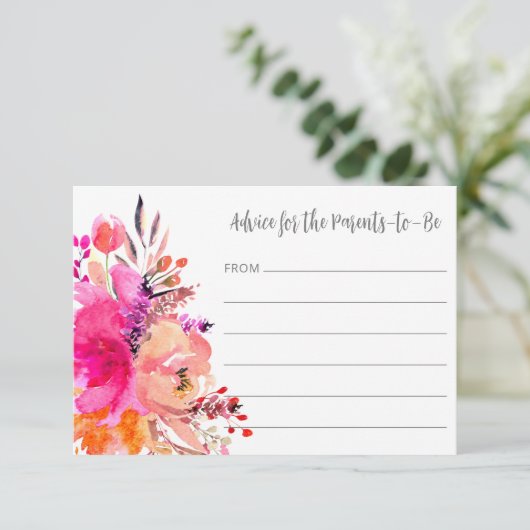 Carte Conseil Joli Moderne Rose clair Floral Baby shower simple (Debout devant)