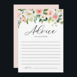 Carte Conseil Jolie aquarelle Fête des mariées de fleurs de prin<br><div class="desc">Donnez votre conseil à cette future mariée avec cette carte de conseil personnalisée pour la douche nuptiale. Il dispose d'une guirlande florale aquarelle de roses roses et blanches, dahlias et pivoines aux accents de verdure. Personnalisez cette carte de conseil de douche à nuptiale florale en ajoutant votre propre texte. Cette...</div>
