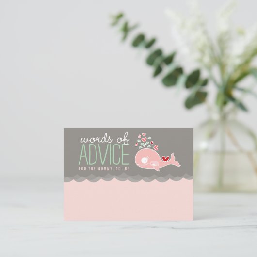 Carte Conseil Jolie Pregnant rose baleine Baby shower Jeu maman (Debout devant)