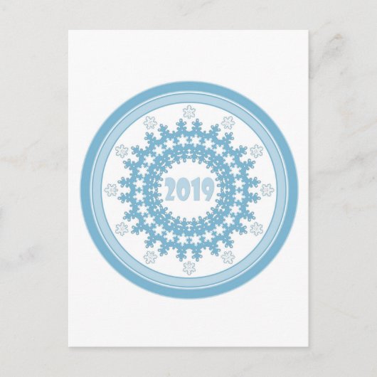 Carte Conseil Joyeux Nouvel An 2019 rond bleu flocon hiver ca (Devant)