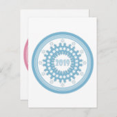 Carte Conseil Joyeux Nouvel An 2019 rond bleu flocon hiver ca (Devant / Derrière)