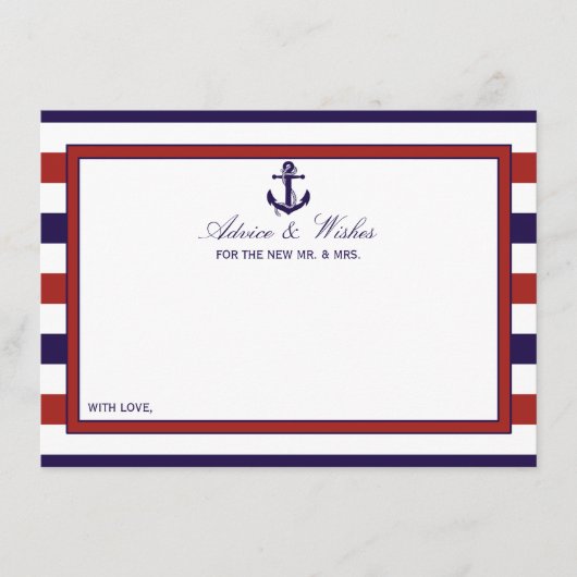 Carte Conseil La collection de Mariages d'Ancres nautiques Red & (Devant)