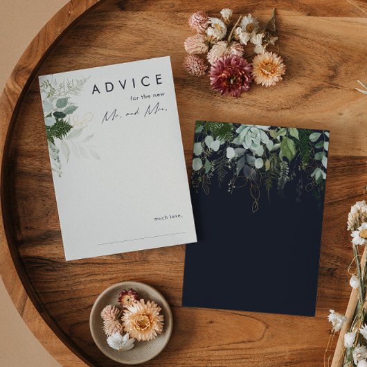 Carte Conseil La verdure et la feuille d'or | Dark Navy Mariage