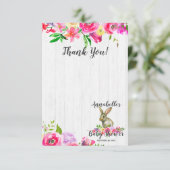 Carte Conseil Lapin Lapin Chic Baby shower Floral Merci (Debout devant)