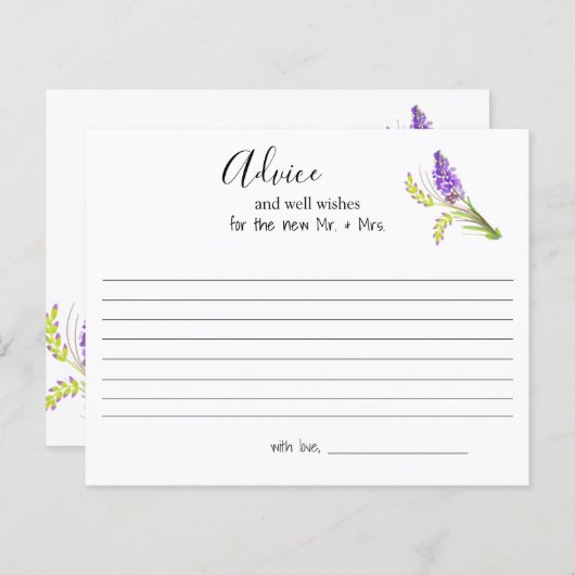 Carte conseil Lavande d'aquarelle et fleurs vertes (Devant / Derrière)