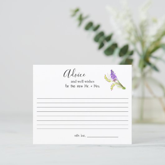 Carte conseil Lavande d'aquarelle et fleurs vertes (Debout devant)