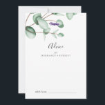 Carte Conseil Lavande rustique et Mariage d'eucalyptus<br><div class="desc">Cette carte de conseil en lavande rustique et en eucalyptus mariage est parfaite pour un mariage extérieur simple et élégant et peut être utilisée pour tout événement. Le design floral présente des feuilles d'eucalyptus aquarelle et de la verdure avec des sprigs de fleurs sauvages violets. Ces cartes de conseil peuvent...</div>