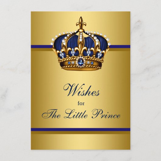 Carte Conseil Le Prince Crown souhaite le Baby shower pour bébé (Devant)