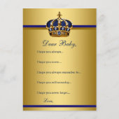 Carte Conseil Le Prince Crown souhaite le Baby shower pour bébé (Dos)
