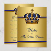 Carte Conseil Le Prince Crown souhaite le Baby shower pour bébé (Devant / Derrière)