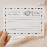 Carte Conseil Lettres à la mariée<br><div class="desc">Un bel ensemble de souvenirs pour votre enterrement de vie de jeune fille, ce design simple et minimaliste inspiré du courrier aérien permet aux invités de vous écrire des messages sincères avant votre jour de mariage ! Avec un texte entièrement personnalisable dans ce design, vous pouvez personnaliser chaque détail de...</div>