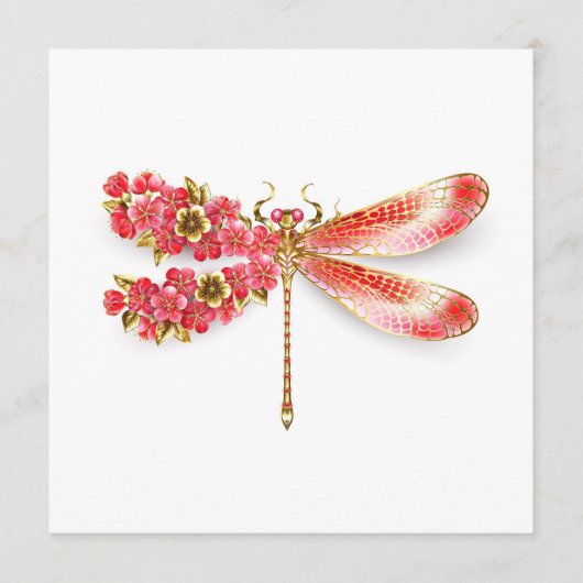 Carte Conseil libellule de fleurs avec sakura de bijoux (Devant)