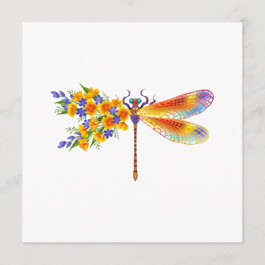 Carte Conseil libellule de fleurs jaunes (Devant)