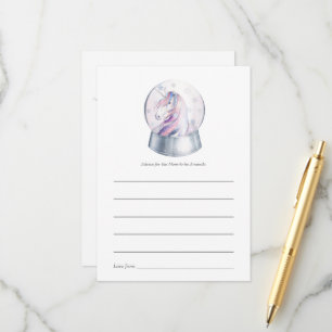 Carte Conseil Licorne de Noël à paillettes et aquarelle pour Bab