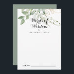 Carte Conseil Lieux verts or Mariages Paroles de sagesse<br><div class="desc">Ce feuillage doré mariage des mots de sagesse conseil carte est parfait pour un mariage rustique. Cette conception artistique présente une aquarelle dessinée à la main or et feuillage vert, inspirant la beauté naturelle. Ces cartes sont parfaites pour un mariage, une douche nuptiale, un baby shower, une fête de remise...</div>