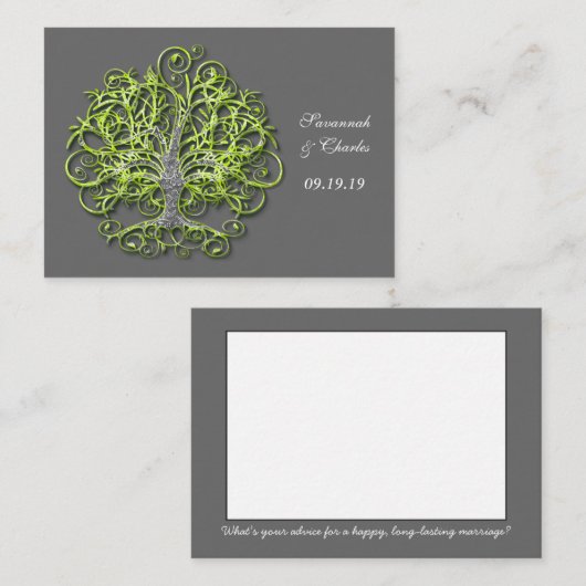 Carte Conseil Lime Elegant Rustic Luxe Mariage Tree (Devant / Derrière)
