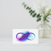 Carte Conseil L'infini avec plume violette (Debout devant)