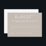 Carte Conseil Liste des segments de Mariage de script de type mo<br><div class="desc">Carte de conseil de liste de Mariage de script manuscrite Taupe moderne</div>