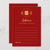 Carte Conseil logo floral rouge mariage chinois double bonheur (Devant / Derrière)