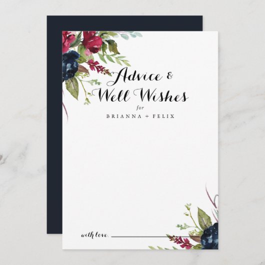 Carte Conseil Luxe Whimsical Boho Floral Mariage (Devant / Derrière)