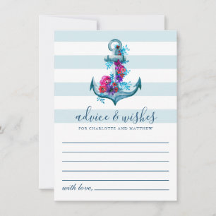 Carte Conseil Mariage Ancre d'aquarelle bleu marine