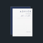Carte Conseil Mariage bleu marine minimaliste moderne<br><div class="desc">Cette carte de conseil minimaliste marine bleue mariage est parfaite pour votre mariage boho classe. Son design abstrait simple et unique, accompagné d'un script minimaliste contemporain et d'une palette de couleurs bleu marine foncé, donne à ce produit une sensation de luxe formel élégant tout en restant simpliste, chic bohème. Gardez-le...</div>