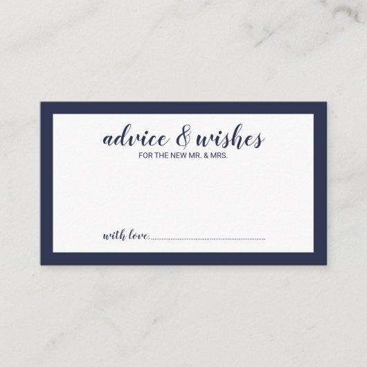Carte Conseil Mariage bleu marine moderne (Devant)