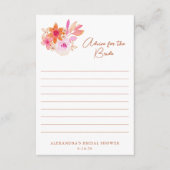 Carte Conseil Mariage Bohème Fleurs Roses Orange sous la Douche  (Devant)