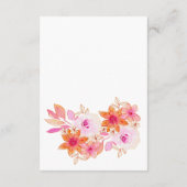 Carte Conseil Mariage Bohème Fleurs Roses Orange sous la Douche  (Dos)