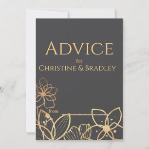 Carte Conseil Mariage charbon et or