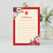 Carte Conseil Mariage chinois rouge jardin floral double bonheur (Debout devant)