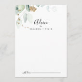 Carte Conseil Mariage de calligraphie d'Eucalyptus d'or (Devant)