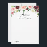 Carte Conseil Mariage de calligraphie florale de printemps de Bo<br><div class="desc">Cette carte de conseil mariage de calligraphie printanière violet bordeaux est parfaite pour un mariage moderne. Le design peint à la main est composé de feuilles verts, de rose éblouissant, de rousse, de violet, de rouge, de blanc et de roses bourguignons éblouissants, de pivoines soigneusement disposées dans de petits bouquets...</div>