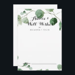 Carte Conseil Mariage de calligraphie moderne bien souhaite Euca<br><div class="desc">Ce mariage de calligraphie moderne souhaite bien à l'eucalyptus carte conseil est parfait pour un mariage simple. L'aménagement comprend des branches et des feuilles d'eucalyptus botaniques élégants dessinés à la main dans des aquarelles. Ces cartes sont parfaites pour un mariage, une douche nuptiale, un baby shower, une fête de remise...</div>