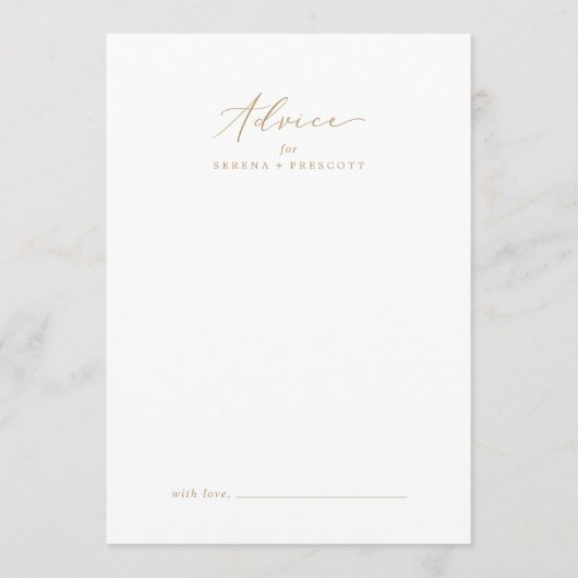 Carte Conseil Mariage de calligraphie Or Delicate (Devant)