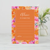 Carte Conseil Mariage de jardin d'été vibrant rose et orange (Debout devant)