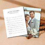 Carte Conseil Mariage de photos d'invite personnalisé<br><div class="desc">Capturez des moments de coeur avec ces cartes de conseil photo mariage, parfaites pour offrir des souhaits et des conseils pour la mariée et le marié. Idéales pour les douches nuptiales, les mariages et même les diplômes ou les baby showers, ces cartes sont un moyen judicieux pour les clients de...</div>