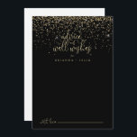 Carte Conseil Mariage de script Gold Confetti<br><div class="desc">Ce mariage de script de confetti d'or bien souhaité carte conseil est parfait pour un mariage rustique. Le design simple et élégant présente des confettis dorés brillants associés à une typographie stylisée. Ces cartes sont parfaites pour un mariage, une douche nuptiale, un baby shower, une fête de remise de diplômes...</div>