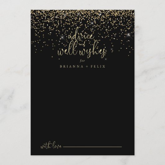 Carte Conseil Mariage de script Gold Confetti (Devant)
