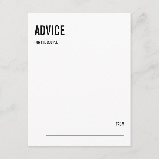 Carte conseil Mariage de typographie simple et min (Devant)