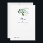 Carte Conseil Mariage de verdure d'été<br><div class="desc">Cette carte de conseil mariage de verdure estivale est parfaite pour un élégant mariage du milieu de l'été et peut être utilisée pour n'importe quel événement. Le design botanique présente un agencement luxuriant d'eucalyptus couleur aquarelle peint, de verdure et de feuilles verts avec de subtils ressorts de fleurs roses rousses....</div>