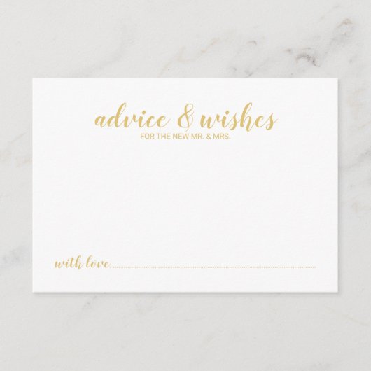 Carte Conseil Mariage d'or élégant (Devant)