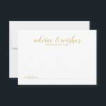 Carte Conseil Mariage d'or élégant<br><div class="desc">Classy Elegant Gold Mariage Advice and Wives Card avec titre en or de police de script moderne avec détails en or de police sans serif moderne sur arrière - plan blanc. Remarque : Les détails du papier sont simulés dans l'illustration. Il n'y aura pas de métal sur ce produit.</div>