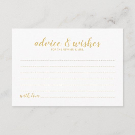 Carte Conseil Mariage d'or élégant (Devant)