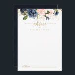 Carte Conseil Mariage d'or floral Blush Navy<br><div class="desc">Cette carte de conseil aux mariages d'or floral bleu marine est parfaite pour un mariage rustique. Le design se compose de belles peintes à la main bleu foncé, bleu, bleu marine, rose, rousse, fleurs dorées et feuillage vert. Ces cartes sont parfaites pour un mariage, une douche nuptiale, un baby shower,...</div>