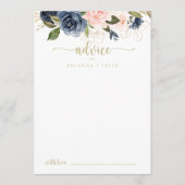 Carte Conseil Mariage d'or floral Blush Navy (Devant)