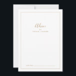 Carte Conseil Mariage d'or minimaliste<br><div class="desc">Cette carte de conseil minimaliste en or mariage est parfaite pour un mariage simple et peut être utilisée pour n'importe quel événement. Le design romantique moderne présente une typographie classique d'or et de blanc associée à une calligraphie rustique mais élégante avec un style vintage lettré à la main. Personnalisable dans...</div>