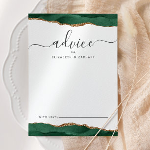 Carte Conseil Mariage élégant Agate Émeraude Vert Or