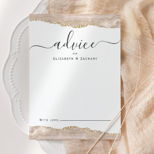 Carte Conseil Mariage Elégant Agate Ivoire Or