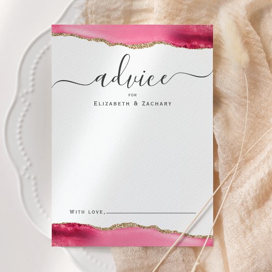 Carte Conseil Mariage Élégant Agate Rose Or